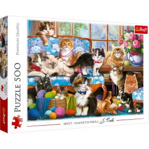 Пазли картонні (8 +) Trefl "Сім'я котиків"  - (500 елм.)(37425)
