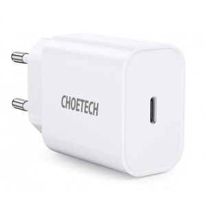 Мережевий зарядний пристрій Choetech 1USBх3A Type-C PD20W Charger White (Q5004-V5)