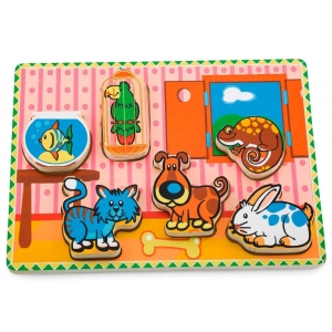 Пазли дерев'яні (3-4 роки) Viga Toys Домашні вихованці (56440)