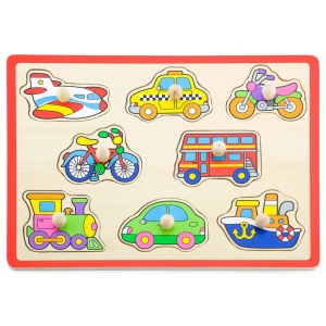 Пазли дерев'яні (3-4 роки) Viga Toys Кольоровий транспорт (50016)