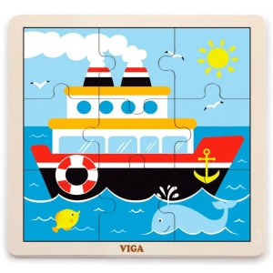Пазли дерев'яні (до 2 років) Viga Toys Кораблик 9 ел. (51445)