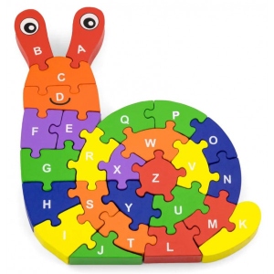 Пазли дерев'яні (до 2 років) Viga Toys Равлик по літерах (55252)