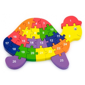 Пазли дерев'яні (до 2 років) Viga Toys Черепаха по літерах і числах (55250)