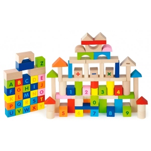 Дерев'яний конструктор Viga Toys Алфавіт і числа 100 шт. (50288)