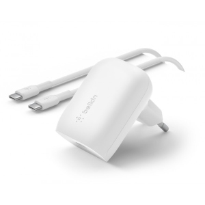 Мережевий зарядний пристрій Belkin Home Charger 30W PD PPS USB С - USB С 1 m (WCA005VF1MWH-B6)