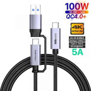 Кабель синхронізації даних XOKO SC-3-100W Type-C to Type-C або USB 3.2 Pulsing Fast Charging 2 м, 100W, 5A 20 Gb/s, 4k/2k 60Hz (XK-SC-3-100W)