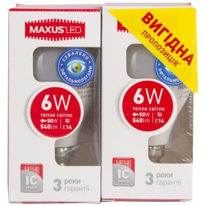 Лампочка світлодіодна Maxus G45 F 6W 3000K 220V E14 (2-LED-543)
