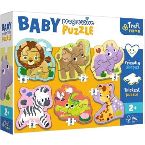 Пазли картонні (3-4 роки) Trefl "Baby Progressive" 6в1 - Сафарі(44002)