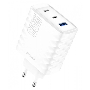 Мережевий зарядний пристрій Proove Speed Surge Gan 65W (USB + 2 Type-C) (WCSS60120002)