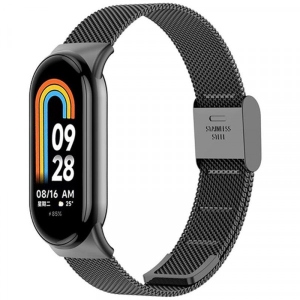 Ремінець для фітнес-браслету BeCover Metal for Xiaomi Mi Smart Band 8 Black (709357)