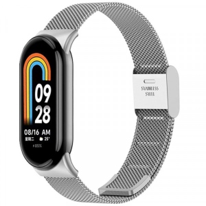 Ремінець для фітнес-браслету BeCover Metal for Xiaomi Mi Smart Band 8 Silver (709358)