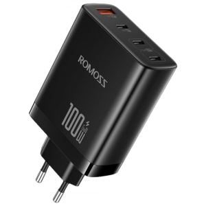 Мережевий зарядний пристрій Romoss 2C1A 100W GaN Black (AC100I-12-234H)