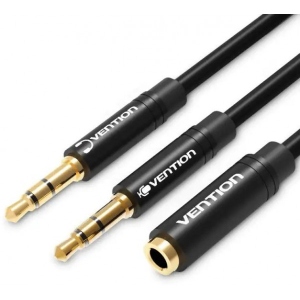 Кабель 3.5 мм -3.5 мм Vention 3.5 мм - 2х3.5 мм M/F 1m Black +OMTP-CTIA (BHDBF)