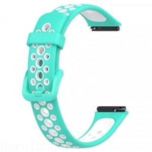 Ремінець для фітнес-браслету BeCover Vents Style for Huawei Band 7/Honor Band 7 Turquoise-White (709444)