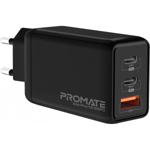 асортимент Мережевий зарядний пристрій Promate Ganport3-65pd.Black