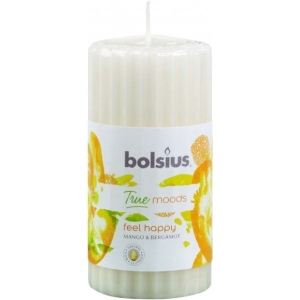 Свічка декоративна Bolsius ребриста 120/58 аромат Feel happy (Манго i Бергамот)