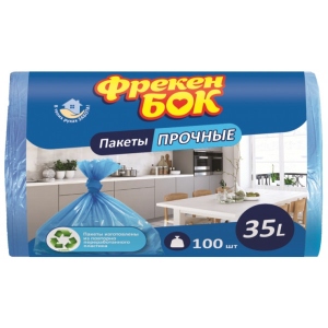 Пакет для сміття Фрекен Бок 50x60 см 35 л 100 шт. Синій (4820048480727)