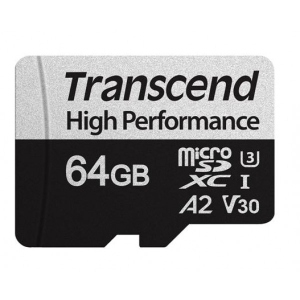 Карта пам'яті Transcend microSDXC 64GB C10 UHS-I U3 A2 + SD (TS64GUSD330S)
