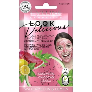 Маска для обличчя EVELINE Look Delicious з натуральним скрабом кавун і лимон 10 мл (5903416026211)