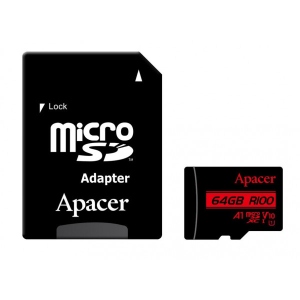 Карта пам'яті Apacer MicroSDHC 64GB UHS-I Class 10 + SD adapter (AP64GMCSX10UB-R)