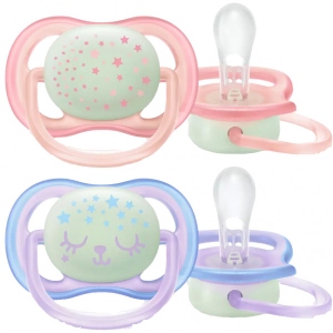 Ортодонтична пустушка Philips Avent Ultra Air" Нічна" 0-6м 2 шт. для дівчаток (SCF376/12)