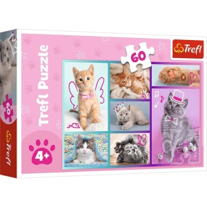 Пазли картонні (5-7 років) Trefl "Милі котики"  (60 ел.)  (17373)