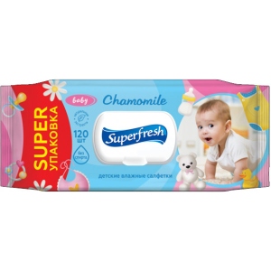 Серветки вологі для дітей Superfresh Baby chamomile з клапаном, 120 шт. (42105632)