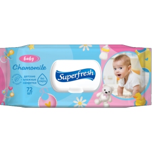 Серветки вологі для дітей Superfresh Baby chamomile з клапаном, 72 шт. (42110419)
