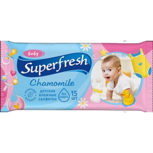 Серветки вологі для дітей Superfresh Baby chamomile, 15 шт. (42215469)