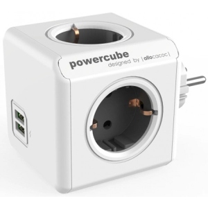 Розгалужувач 220В Allocacoc Powercube Original USB 4р+2 USB Gray (1202GY/DEOUPC)