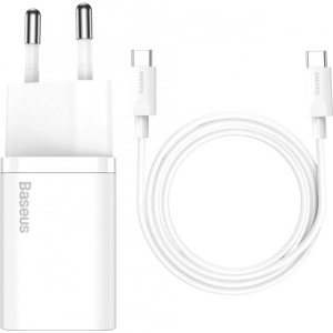 Мережевий зарядний пристрій Baseus Super Silicone PD Charger 25W White (TZCCSUP-L02) + кабель Type-C