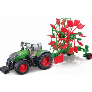 Наземна будівельна техніка Bburago ТРАКТОР FENDT 1050 VARIO з роторними валковими граблями (10 cm) (18-31665)