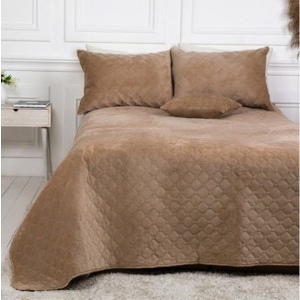 Покривало двоспальне ТЕП Velour 180х240 см Золотий беж/Ромб круглий (4-00516_22471)