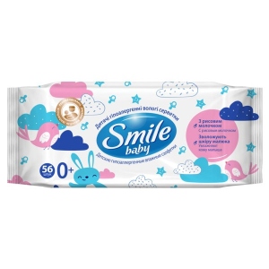 Вологі серветки для немовлят Smile Baby з рисовим молочком 56 шт. Київ