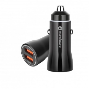 Автомобільний зарядний пристрій MakeFuture 18W QC3.0 + 2.4A Black (MCC-32QBK)