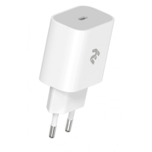 Мережевий зарядний пристрій 2E USB-C Wall Charger PD3.0 DC5V/3A 20W White (2E-WC1USBC20W-W)