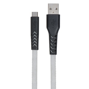 Кабель 2E USB 2.0 to Micro USB Flat Fabric Urban Frey 1m (2E-CCMT-1MGR)