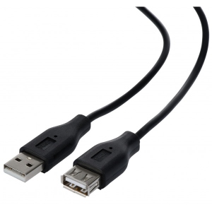 Кабель USB type A - USB type A 2E USB 2.0 AM/AF 1.8m Black (2E-W-3168)