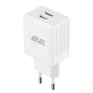 Мережевий зарядний пристрій 2E Wall Charger Dual USB-A 2.4A+кабель USB-C White (2E-WC1USB2.1A-CC)