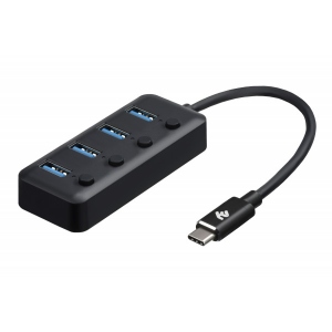 Хаб USB 2E Type-C to 4xUSB 3.0, 0.25m (2E-W1406)