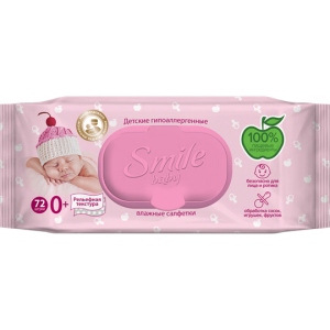 Серветки вологі для дітей Smile Baby для Немовлят з клапаном, 72 шт. (42106772)