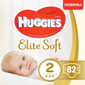 Одноразові підгузки Huggies Elite Soft Розмір 2 (4-6 кг), 82 шт. (5029053547985)