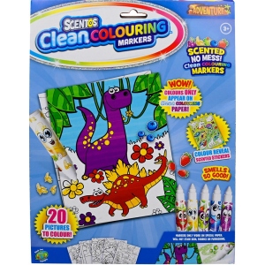Набір для малювання Scentos Ароматний серії «Clean Colouring» – ЗАХОПЛЮЮЧІ ПРИГОДИ (розмальовки, маркери, наліпки) (20211)