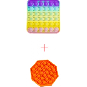 Стретч-антистрес Sibelly Pop It Квадрат Glow in Dark + Mono Восьмикутник Orange (SB-PPIT-SQL-GD-OCT-OR)