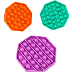Стретч-антистрес Sibelly Pop It Mono Восьмикутник Mint + Orange + Violet (SB-PPIT-MNT-OR-VLT)
