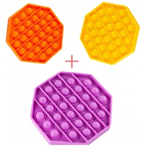 Стретч-антистрес Sibelly Pop It Mono Восьмикутник Orange + Violet + Yellow (SB-PPIT-OCT-OR-VLT-YL)