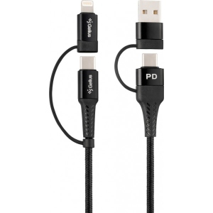 Кабель Gelius USB Cable Gelius Pro Unimog 2 GP-UC106 4in1 (USB-A/Type to Type-C/Lightning) PD Black (18W)