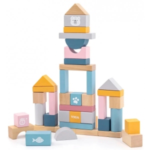 Дерев'яний конструктор Viga Toys PolarB Пастельні блоки 60 шт. (44010)