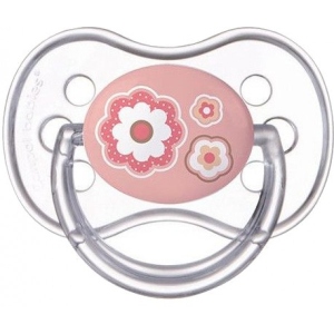 Симетрична пустушка Canpol babies Newborn baby Силіконова, рожеві квіти, 1 шт. (22/581_pin)