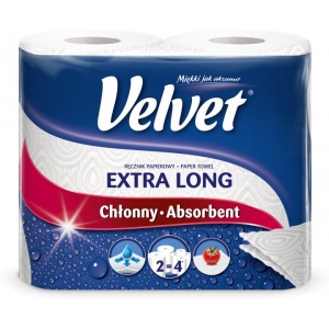 Рушники паперові Velvet Extra Long 2 слоя 90 отрывов 2 рулона (двойная намотка) (5901478998828)